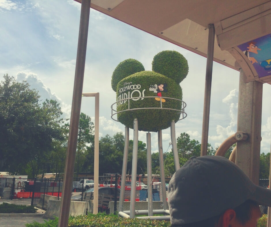 The Hollywood Studios water tower in the form of a bush - seen on the Backlot Tour in Hollywood Studios, Walt Disney World.