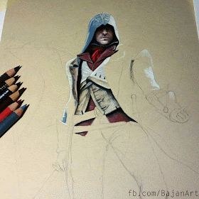 10-Arno-Dorian-The-Assassins-Creed-Łukasz-Andrzejczak-Colored-Pencil-WIP-Drawings-www-designstack-co