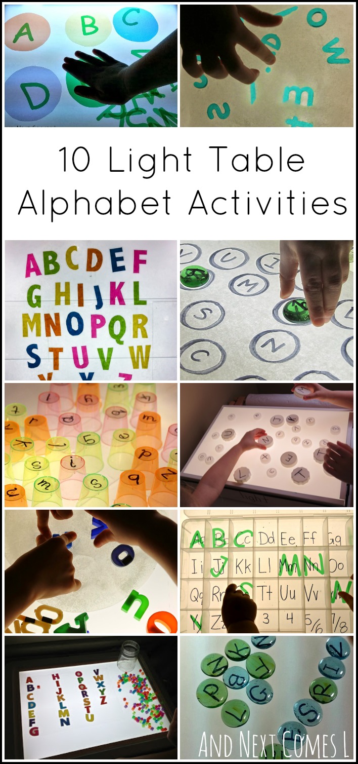 10 light table activities for kids to learn their ABCs from And Next Comes L