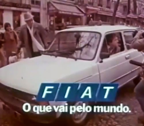 Propaganda da Fiat em 1982 para promoção da venda de seus automóveis fora do Brasil.