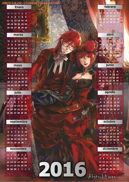 calendario 2016 kuroshitsuji