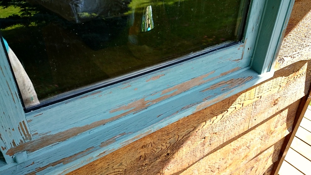 trim paint turquoise wood door peeling bright guesthouse sanded grabbed primer leftover rough got looking