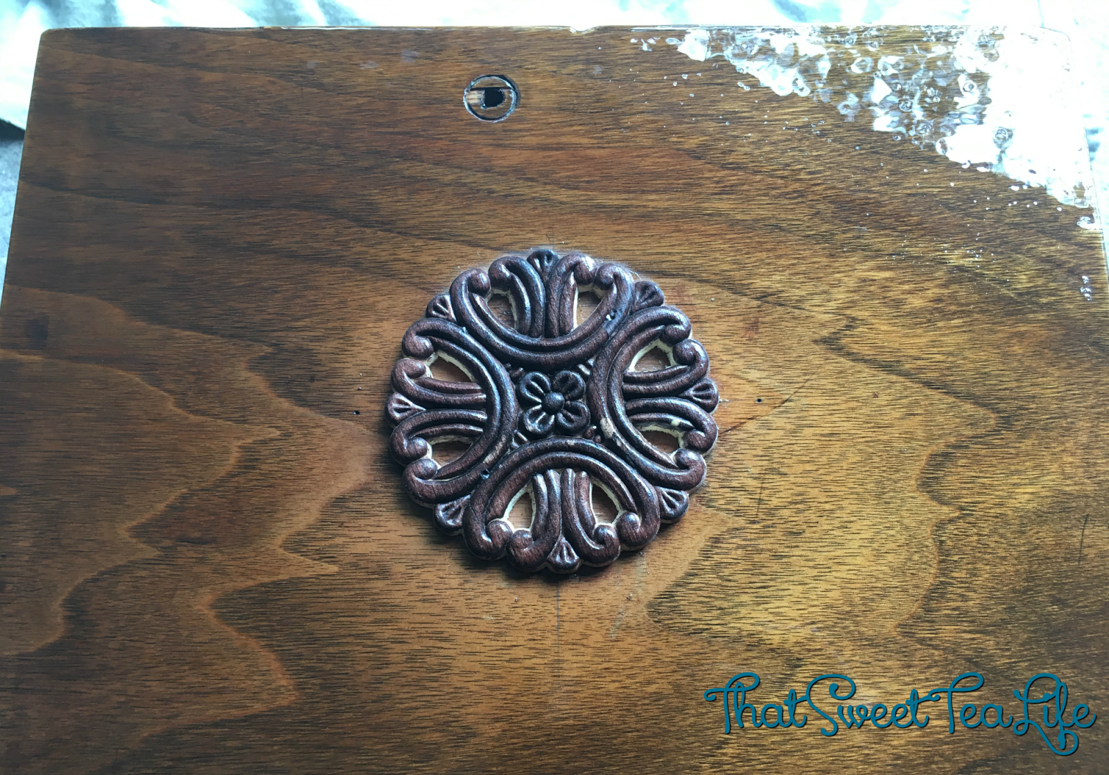 Applying a Wood Applique to a Buffet • That Sweet Tea Life