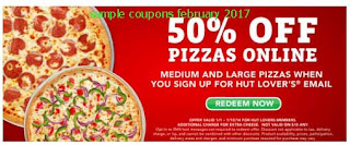 free Pizza Hut coupons for february 2017