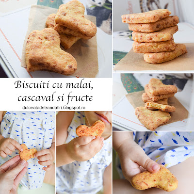 Biscuiti cu malai, cascaval si fructe