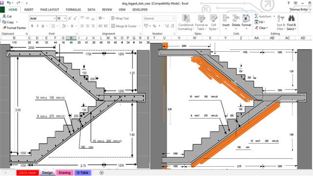 Download EXCEL Spreadsheet For RCC Dog-legged Staircase