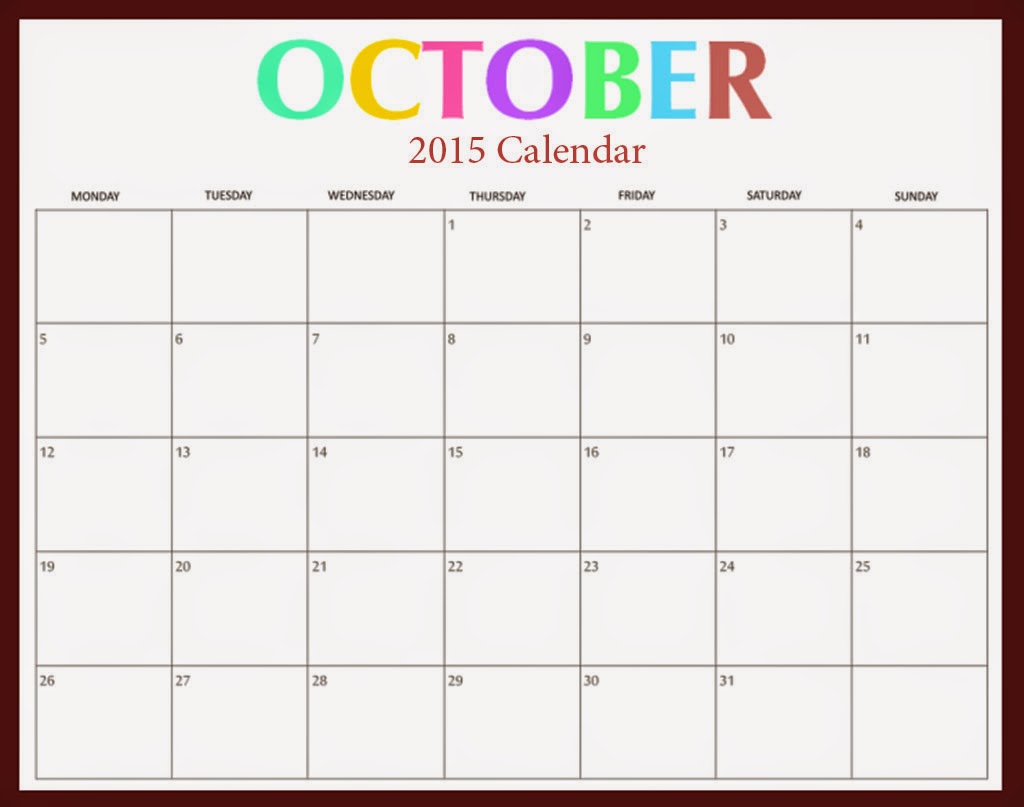 free october 2015 calendars