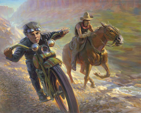 :: free the wheels ::: Classic Motorcycle Painting