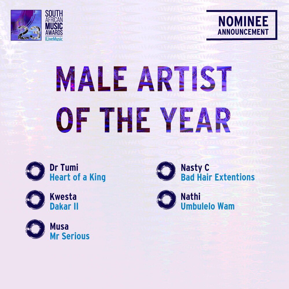 SAMA23 nominees for Best Male Artist of The Year The Edge Search