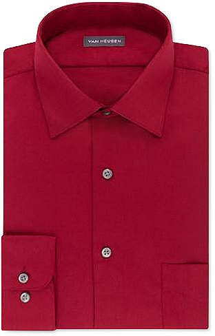 Van Heusen Men's Classic/Regular Fit Lux Sateen Solid Dress Shirt