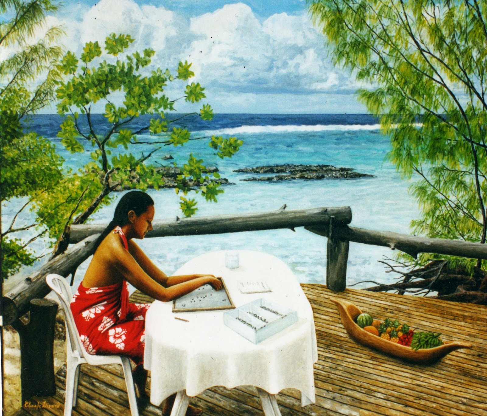 peinture de Claude Divard: Pacifique Tahiti