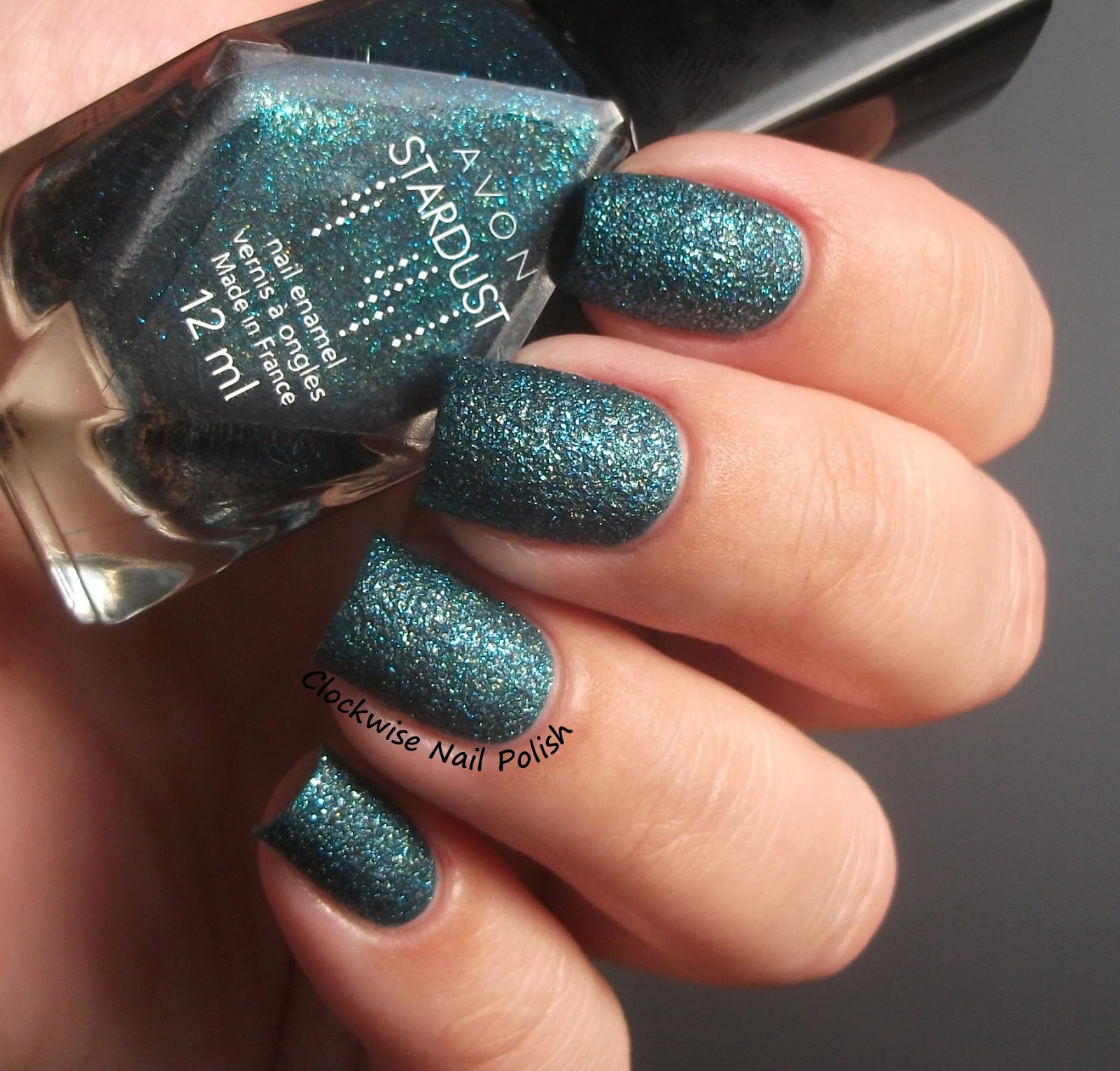 The Clockwise Nail Polish: Avon Teal Glitter & Flower Nail Art
