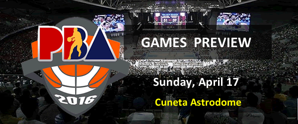 List of PBA Games Sunday April 17, 2016 @ Cuneta Astrodome