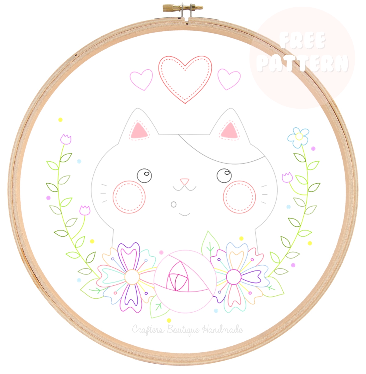 Crafters Boutique Free Embroidery Pattern 'I Love My Cat'