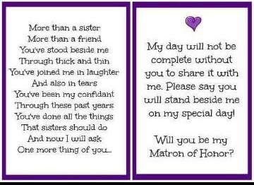 asking sister to be maid of honor