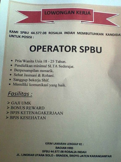 Lowongan Operator Spbu