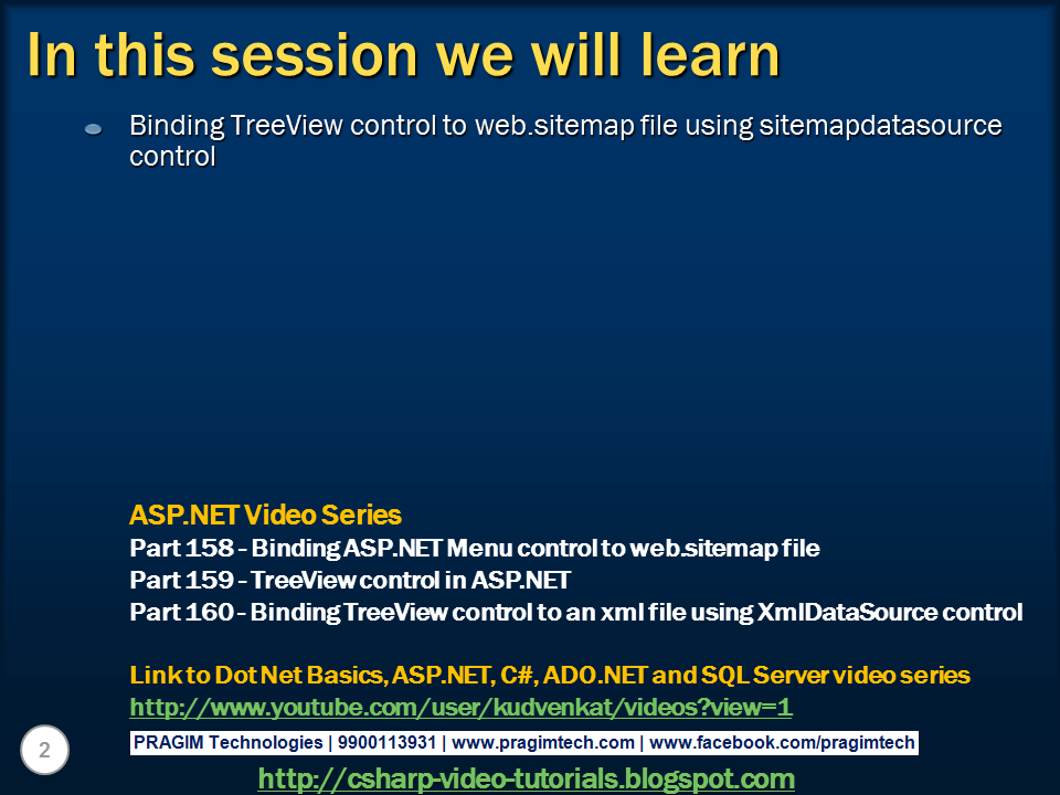 Sql server, and c video tutorial Binding treeview control to web.sitemap file
