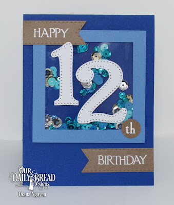 Our Daily Bread Designs Stamp Set: Celebration, Custom Dies: Large Numbers, Double Stitched Pennant Flags, Square