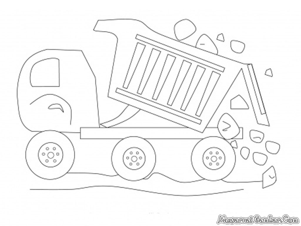 Download Mewarnai Mobil Dump Truk Gambar Sampah