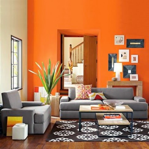 Salas en naranja y gris - Salas con estilo