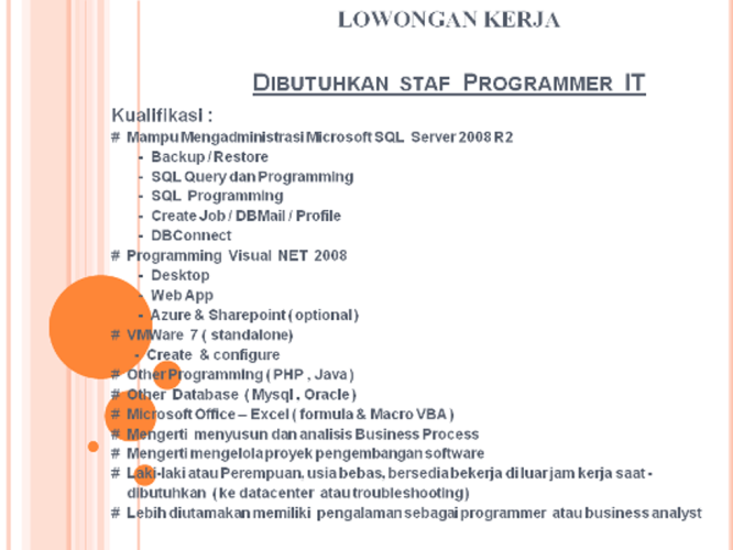 Lowongan Kerja Staf IT PT Kliring Berjangka Indonesia (Persero) Lowongan Kerja Staf IT PT Kliring Berjangka Indonesia (Persero)