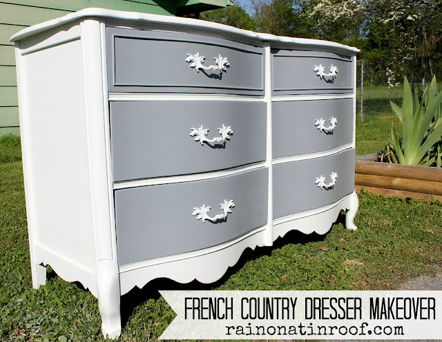 French Country Dresser Makeover with Homemade Chalk Paint  rainonatinroof.com