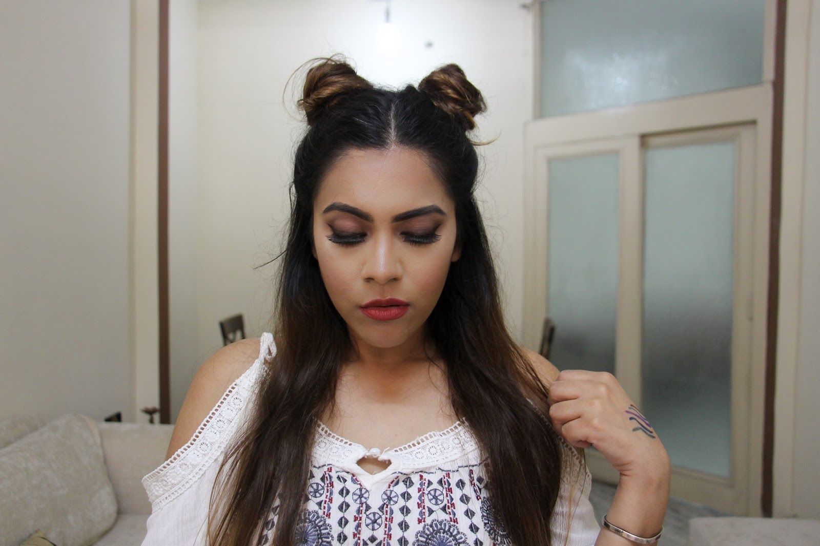 Twin Buns No Heat 2 Minute Hairstyle Indian Beauty Diary