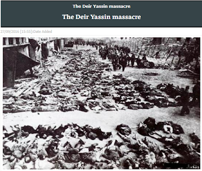 Palestinians show Holocaust-era images as photos of "Israeli massacres"  Deir
