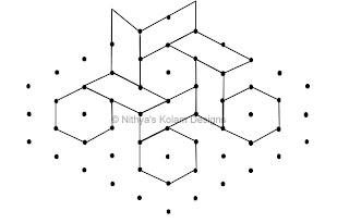 3 Kolam 87: Lines Kolam Interlocked dots 8 to 3
