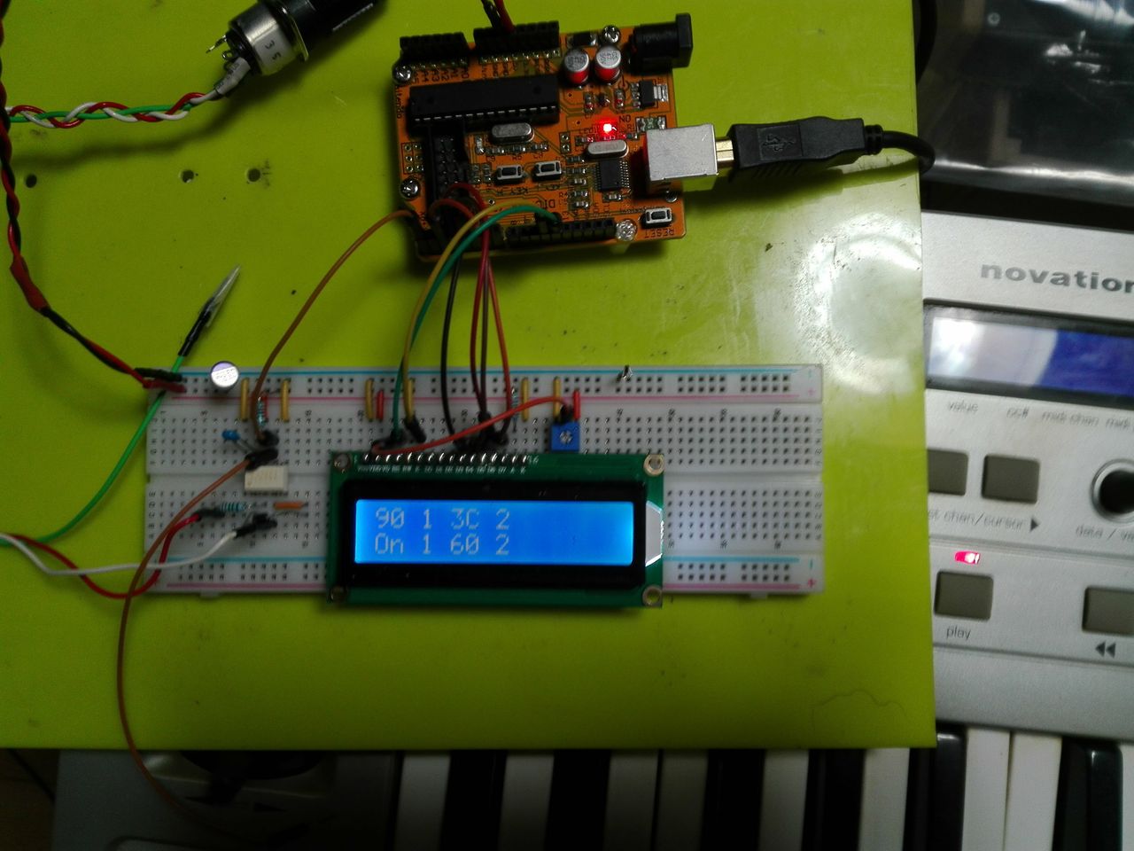 音源とオーディオの電子工作(予定): Arduino + LCDで受信したMIDIメッセージを表示