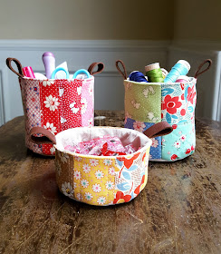 Lecien scrappy mini patchwork buckets by Heidi Staples of Fabric Mutt