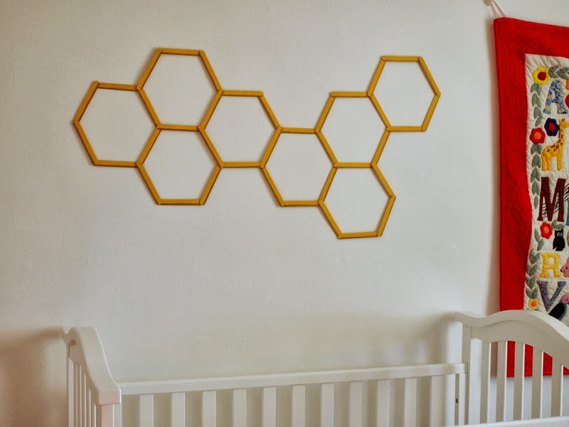 Popsicle Stick Hexagon Shelf -- Easy DIY Wall Art