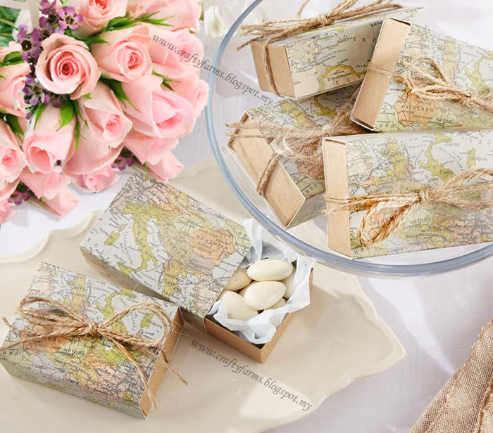 Rustic Travel Themed Wedding Favour Boxes Rustic Travel Themed Wedding Favour Boxes