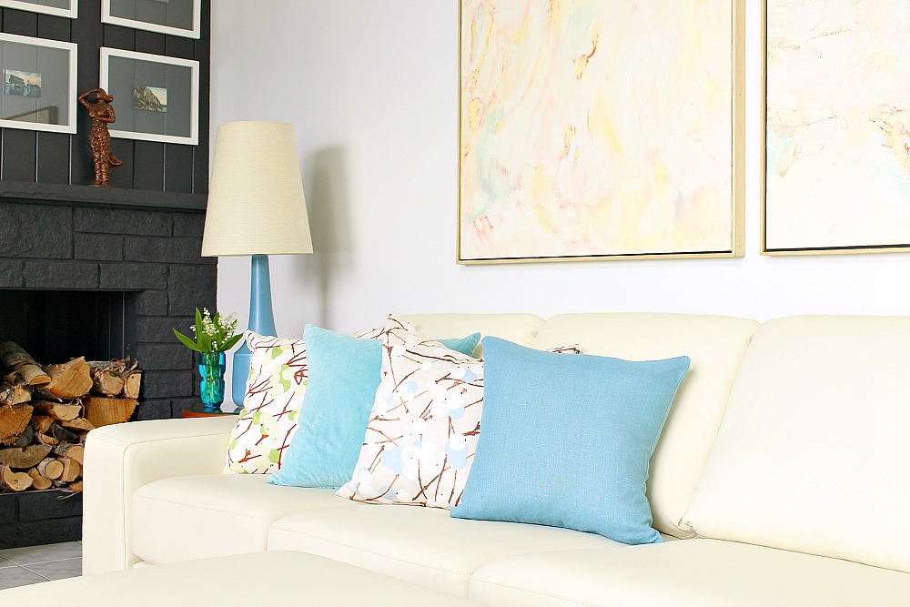 Marimekko Luminara Pillows with Blue and Aqua // Lily of the Valley Marimekko Luminara Pillows with Blue and Aqua