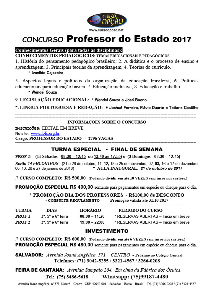 Antenado com Jussilvio Pena: Concurso PROFESSOR DO ESTADO DA BAHIA