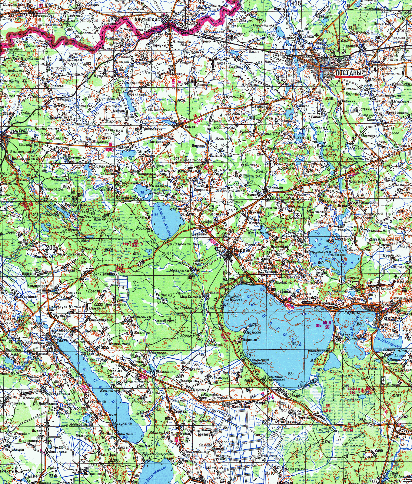 Карта поставского района подробная с деревнями