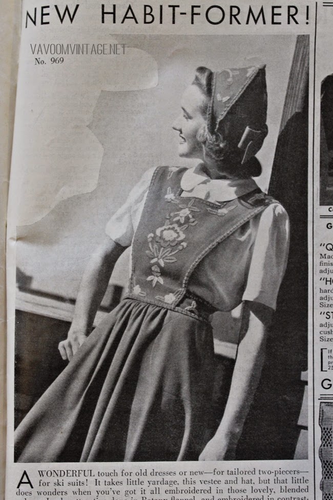 1940s vintage dutch bonnet and pinafore apron dress from Va-Voom Vintage