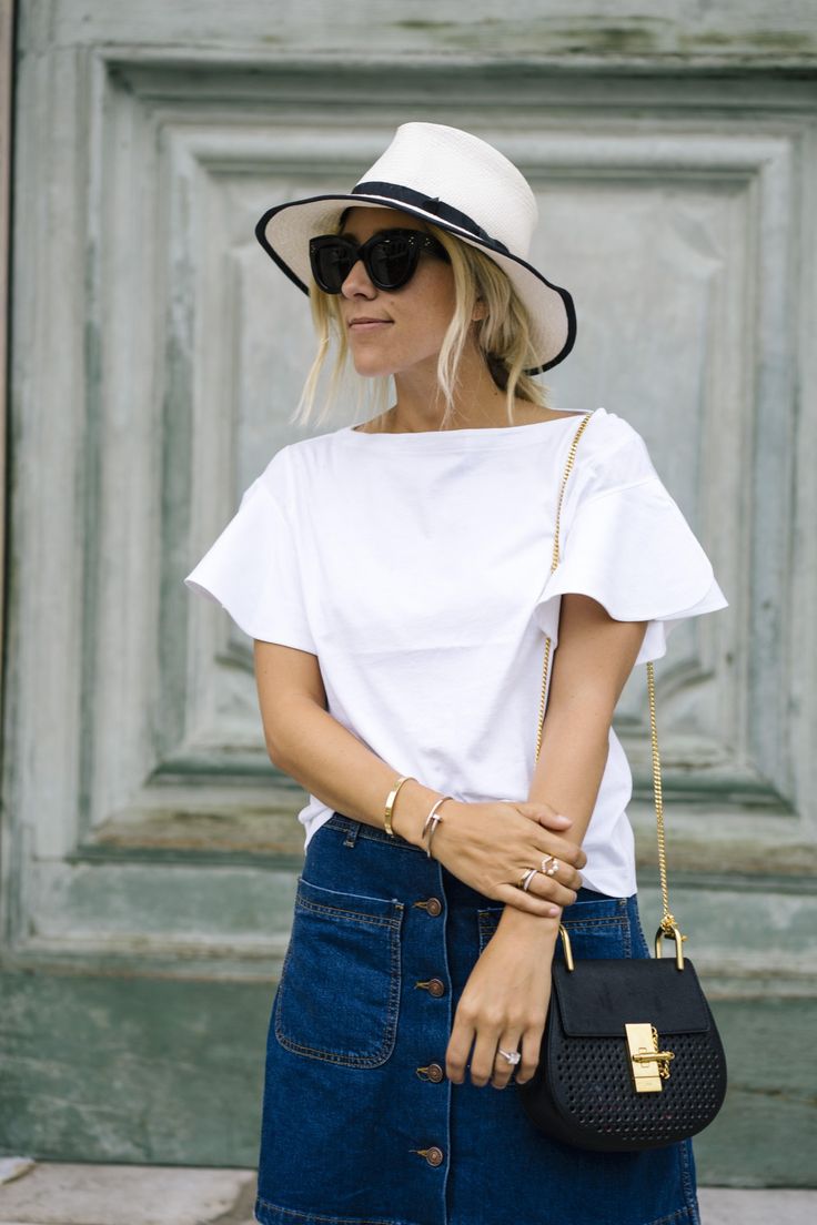 Damsel In Dior - Denim A Line Button Skirt / Chloe Drew Bag