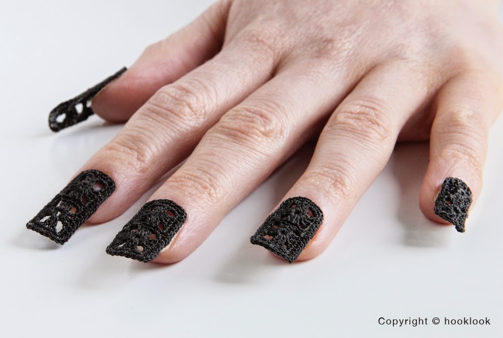 Nail Art au crochet Black HOOKLOOK. Mélimélo d'idées en laine et