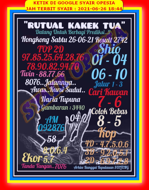 Syair Hk Malam Ini Sabtu 26 Juni 2021 | Opesia Official