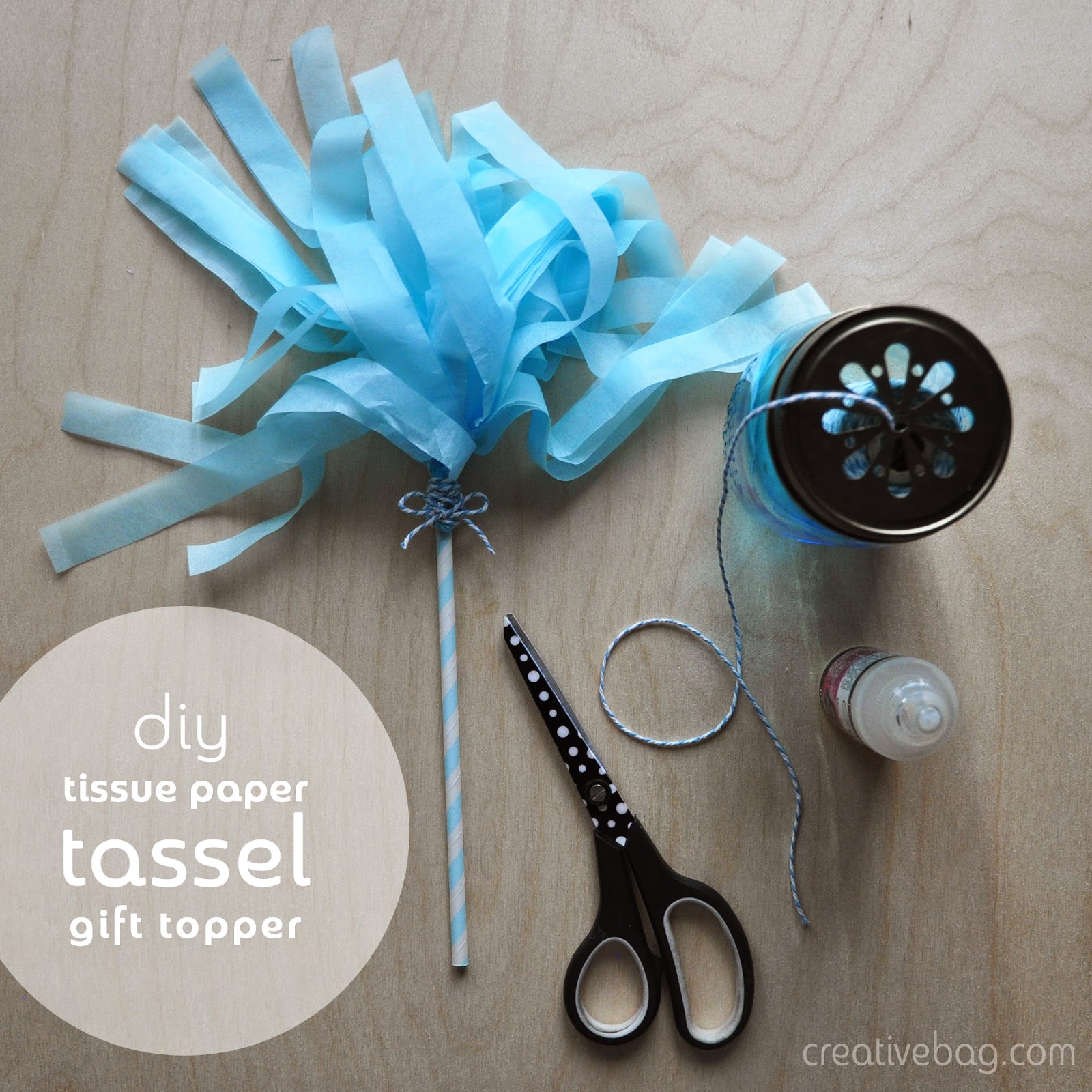 diy tissue paper tassel gift toppers by Lorrie Everitt from Creative Bag