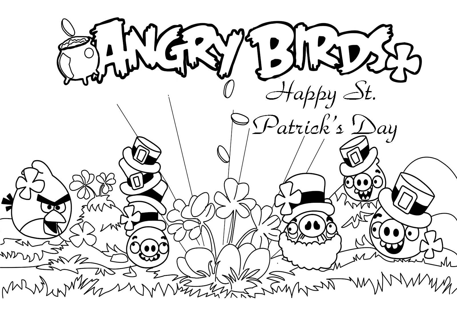 Angry Birds dia de San Patricio para colorear 17 de Marzo