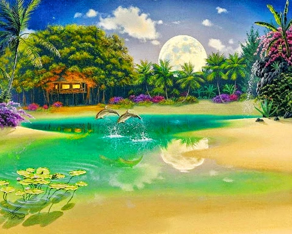 Imagenes Arte Pinturas Cuadro Con Paisaje De Playa Al Atardecer Pintado Al Oleo