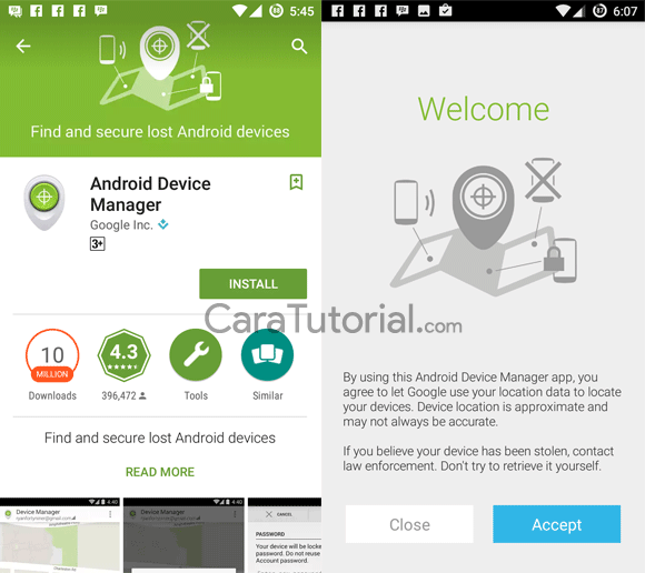 Download Android Device Manager melalui Google Play Store