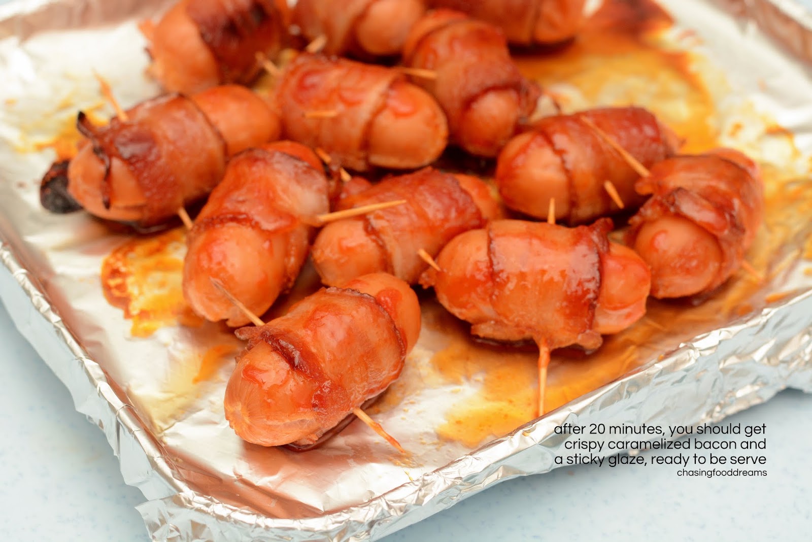 CHASING FOOD DREAMS: Recipe: LINGHAM’s Mini Chili Honey Bacon Dogs