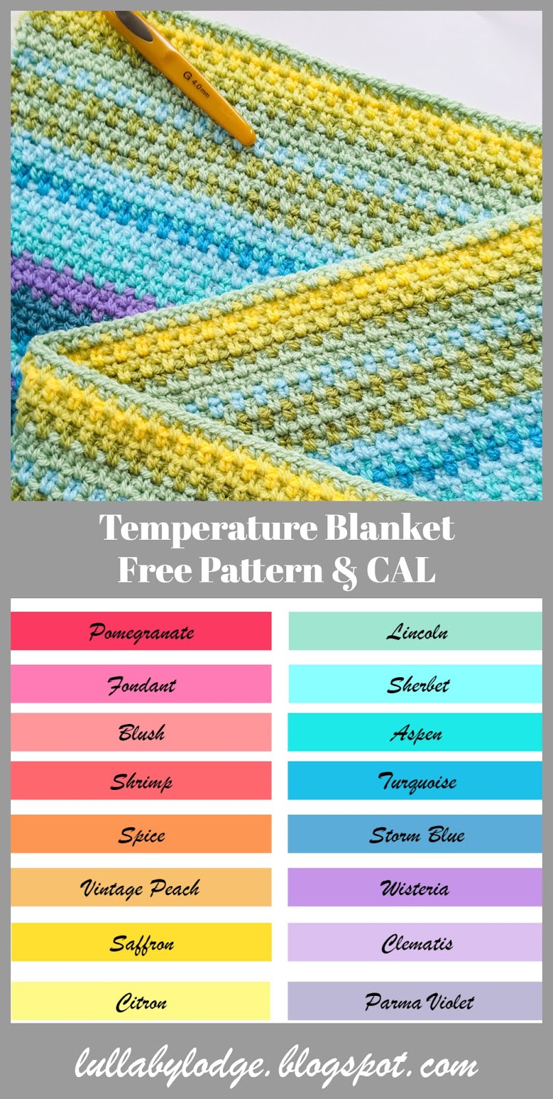 Lullaby Lodge 2019 Temperature Blanket Free Pattern & Crochet Along