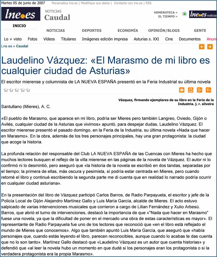 Laudelino Vázquez, Nada que hacer en Marasmo