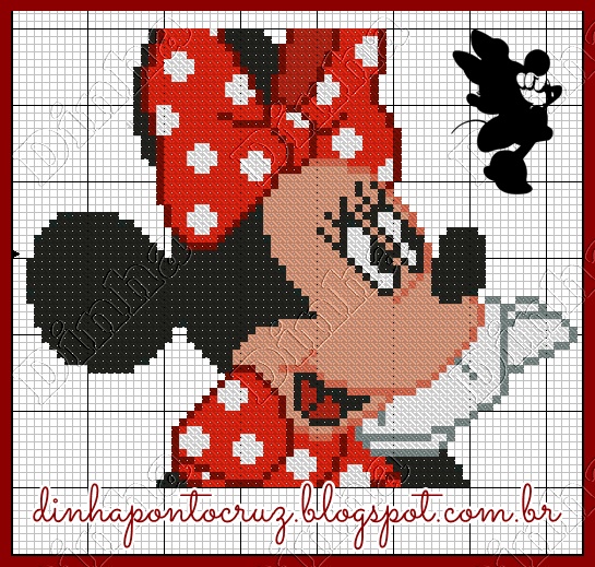 Dinha Ponto Cruz: Gráfico da Minnie Mouse em ponto cruz