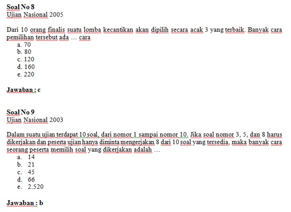 Contoh Latihan Soal Soal Un Matematika Tentang Peluang