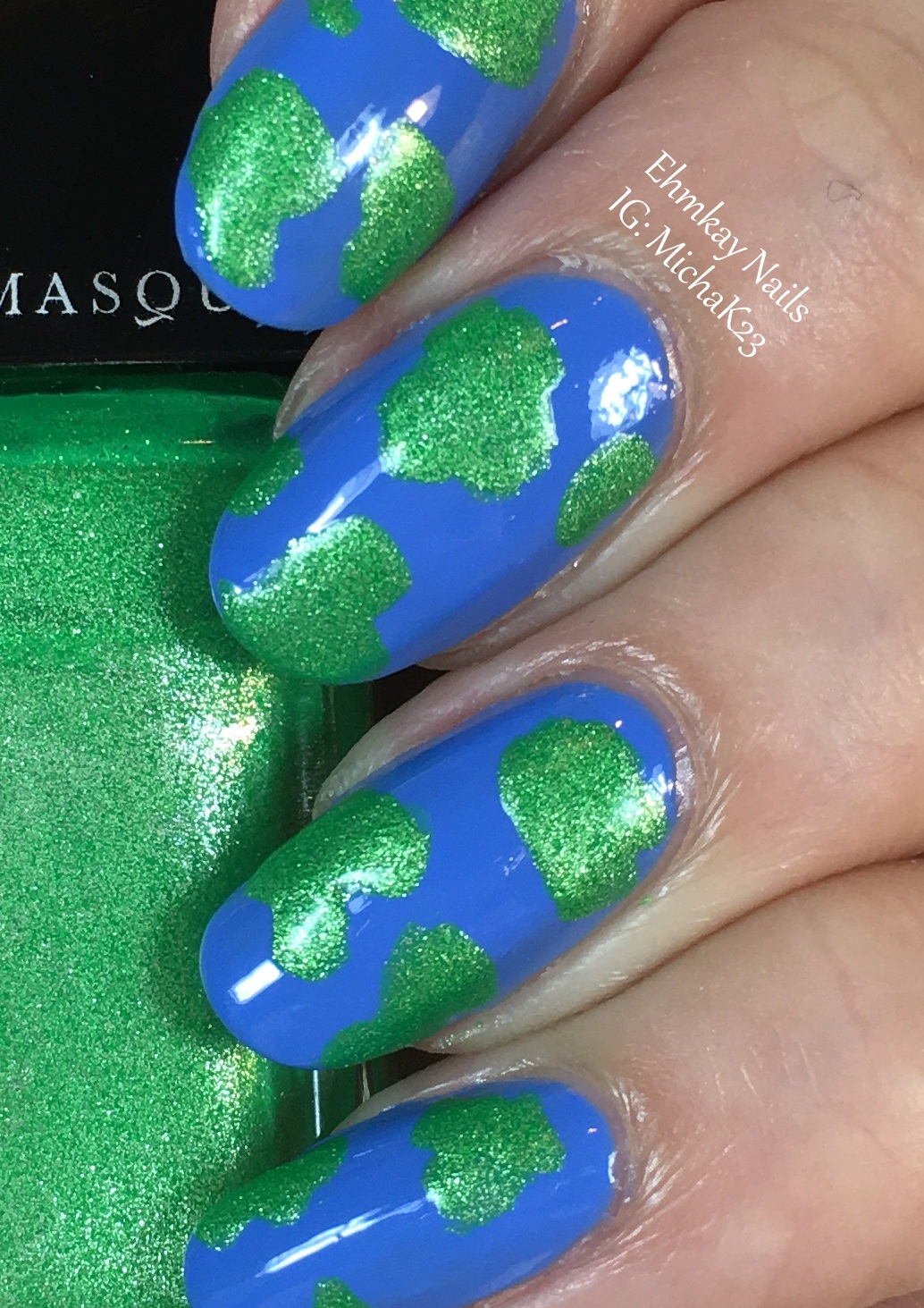 ehmkay nails Earth Day Nails! Earth Nail Art with Illamasqua Cameo and